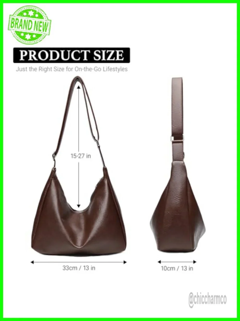Slouchy Hobo Bag Women's Soft Vegan Leather Shoulder Crossbody Purse Stylish